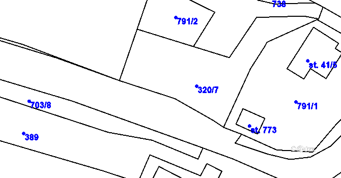 Parcela st. 320/8 v KÚ Trnová u Plzně, Katastrální mapa