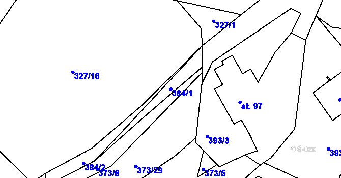 Parcela st. 384/1 v KÚ Trnová u Plzně, Katastrální mapa