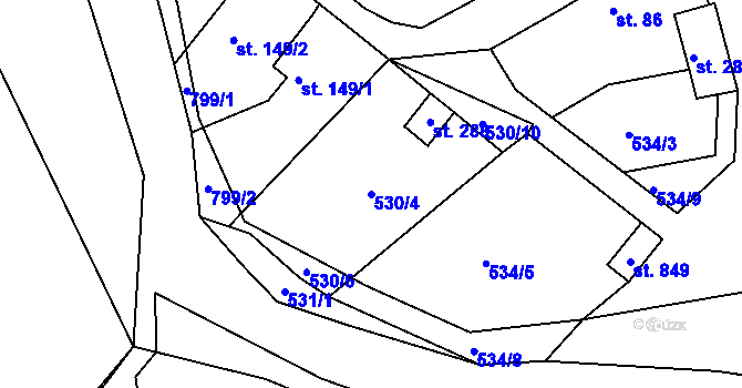 Parcela st. 530/4 v KÚ Trnová u Plzně, Katastrální mapa