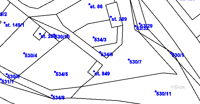 Parcela st. 534/9 v KÚ Trnová u Plzně, Katastrální mapa