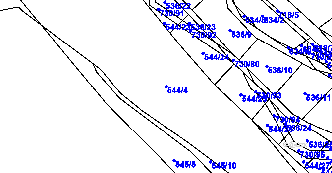 Parcela st. 544/4 v KÚ Trnová u Plzně, Katastrální mapa