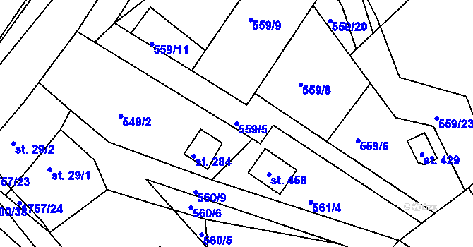 Parcela st. 559/5 v KÚ Trnová u Plzně, Katastrální mapa