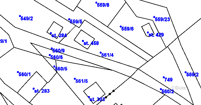 Parcela st. 561/4 v KÚ Trnová u Plzně, Katastrální mapa