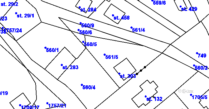 Parcela st. 561/5 v KÚ Trnová u Plzně, Katastrální mapa