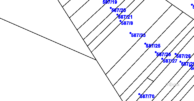 Parcela st. 587/3 v KÚ Trnová u Plzně, Katastrální mapa