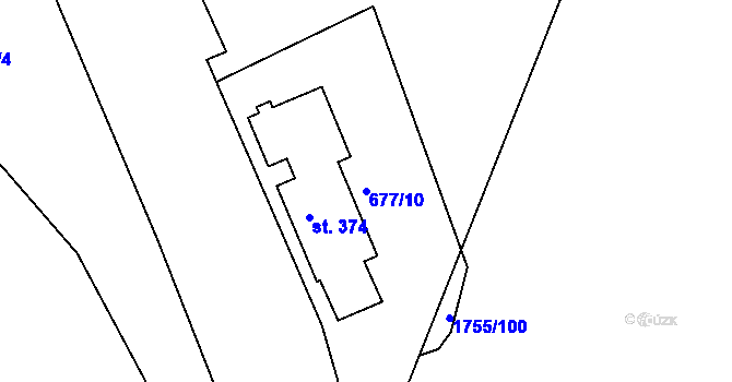 Parcela st. 677/10 v KÚ Trnová u Plzně, Katastrální mapa
