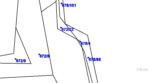 Parcela st. 678/4 v KÚ Trnová u Plzně, Katastrální mapa