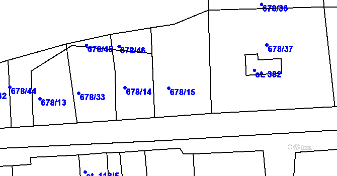 Parcela st. 678/15 v KÚ Trnová u Plzně, Katastrální mapa