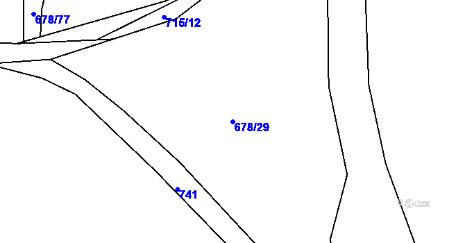 Parcela st. 678/29 v KÚ Trnová u Plzně, Katastrální mapa