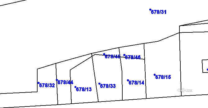Parcela st. 678/45 v KÚ Trnová u Plzně, Katastrální mapa