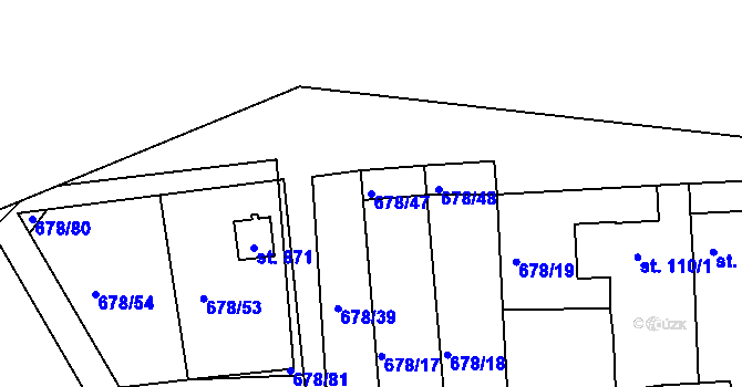 Parcela st. 678/47 v KÚ Trnová u Plzně, Katastrální mapa