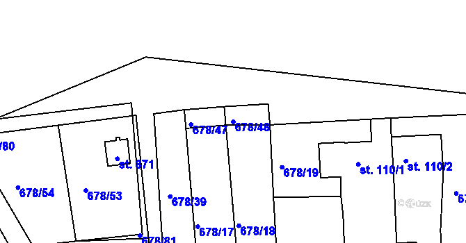 Parcela st. 678/48 v KÚ Trnová u Plzně, Katastrální mapa