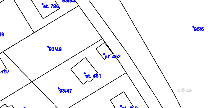 Parcela st. 452 v KÚ Trnová u Plzně, Katastrální mapa