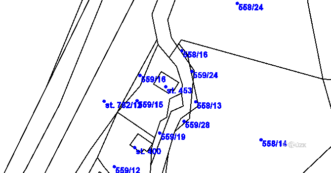 Parcela st. 453 v KÚ Trnová u Plzně, Katastrální mapa