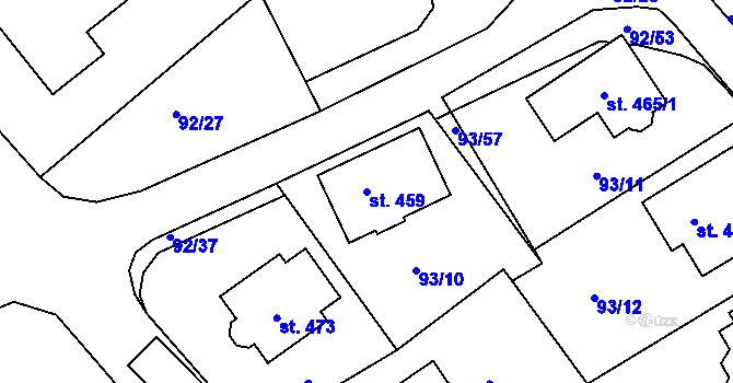 Parcela st. 459 v KÚ Trnová u Plzně, Katastrální mapa