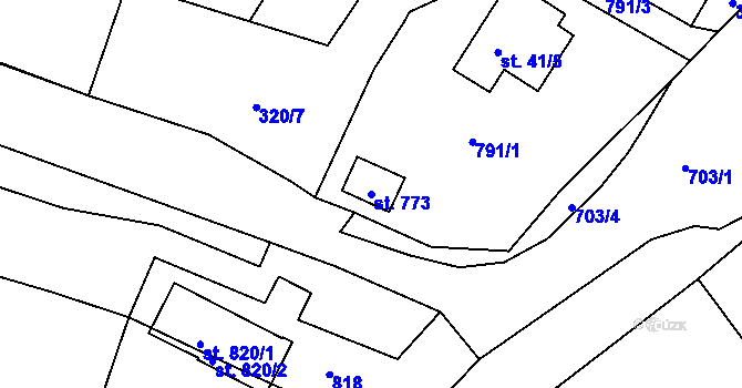 Parcela st. 773 v KÚ Trnová u Plzně, Katastrální mapa