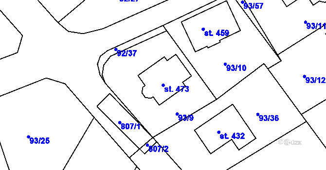 Parcela st. 473 v KÚ Trnová u Plzně, Katastrální mapa