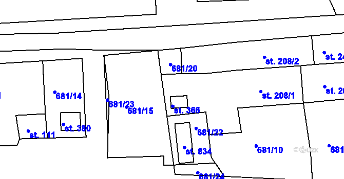 Parcela st. 681/21 v KÚ Trnová u Plzně, Katastrální mapa
