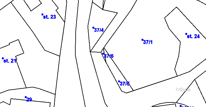 Parcela st. 37/6 v KÚ Trnová u Plzně, Katastrální mapa