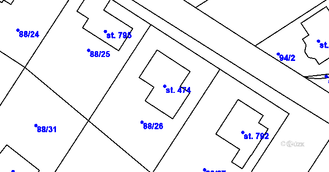 Parcela st. 474 v KÚ Trnová u Plzně, Katastrální mapa