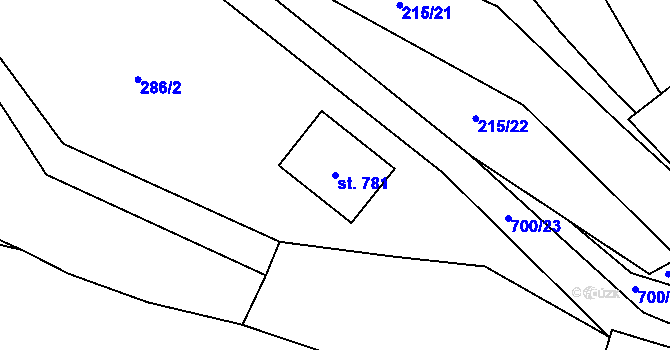 Parcela st. 781 v KÚ Trnová u Plzně, Katastrální mapa