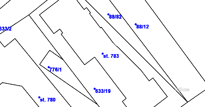 Parcela st. 783 v KÚ Trnová u Plzně, Katastrální mapa