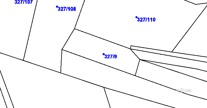Parcela st. 327/9 v KÚ Trnová u Plzně, Katastrální mapa