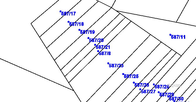 Parcela st. 587/8 v KÚ Trnová u Plzně, Katastrální mapa