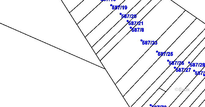 Parcela st. 587/9 v KÚ Trnová u Plzně, Katastrální mapa