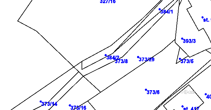 Parcela st. 384/2 v KÚ Trnová u Plzně, Katastrální mapa
