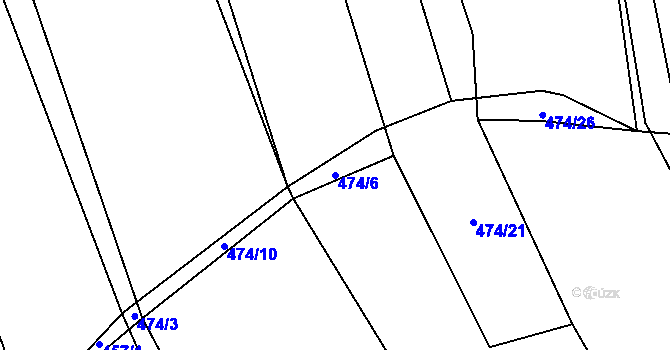 Parcela st. 474/6 v KÚ Trnová u Plzně, Katastrální mapa