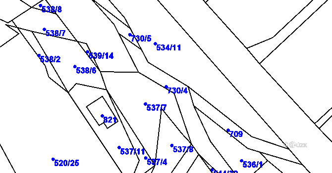 Parcela st. 730/4 v KÚ Trnová u Plzně, Katastrální mapa