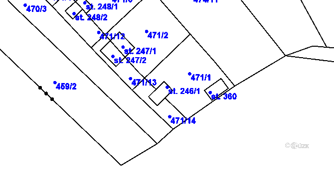 Parcela st. 246/1 v KÚ Trnová u Plzně, Katastrální mapa