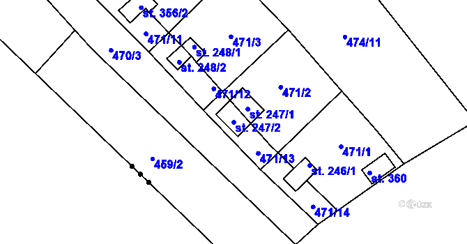 Parcela st. 247/2 v KÚ Trnová u Plzně, Katastrální mapa