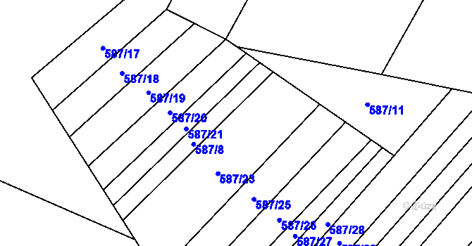 Parcela st. 587/22 v KÚ Trnová u Plzně, Katastrální mapa