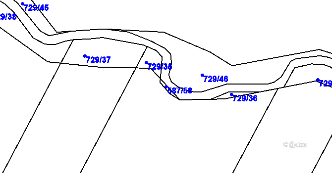 Parcela st. 587/58 v KÚ Trnová u Plzně, Katastrální mapa