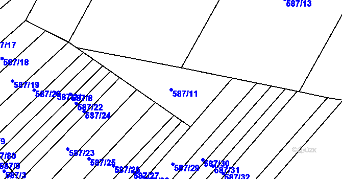 Parcela st. 587/11 v KÚ Trnová u Plzně, Katastrální mapa