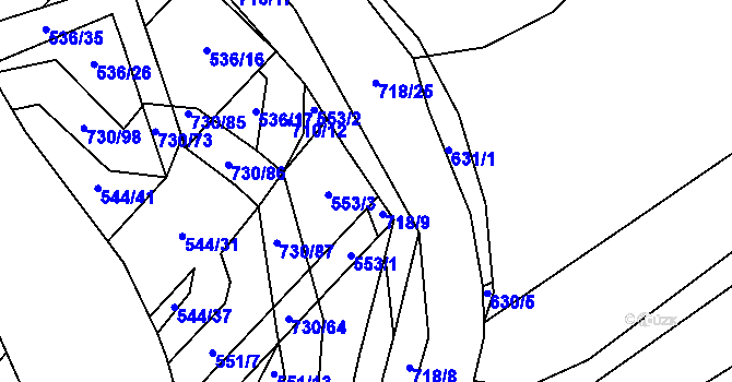 Parcela st. 718/19 v KÚ Trnová u Plzně, Katastrální mapa
