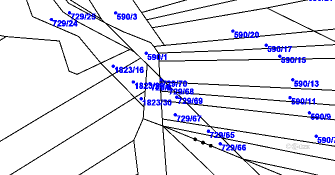 Parcela st. 729/68 v KÚ Trnová u Plzně, Katastrální mapa