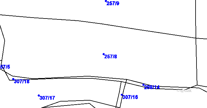 Parcela st. 257/8 v KÚ Trnová u Plzně, Katastrální mapa