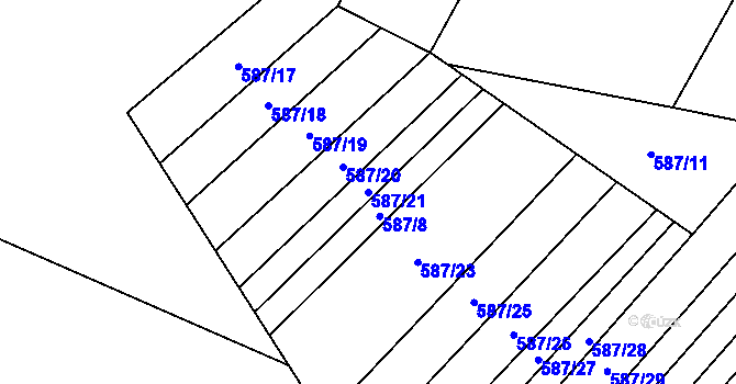 Parcela st. 587/21 v KÚ Trnová u Plzně, Katastrální mapa