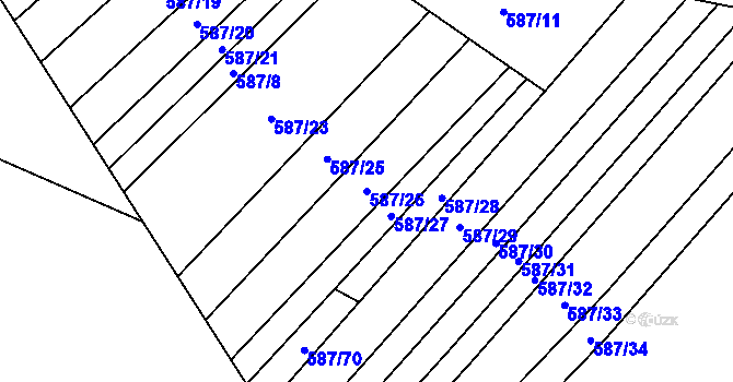 Parcela st. 587/26 v KÚ Trnová u Plzně, Katastrální mapa