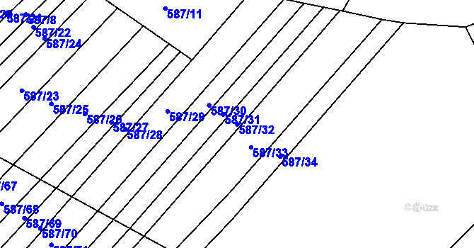 Parcela st. 587/32 v KÚ Trnová u Plzně, Katastrální mapa