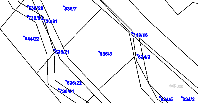 Parcela st. 536/8 v KÚ Trnová u Plzně, Katastrální mapa
