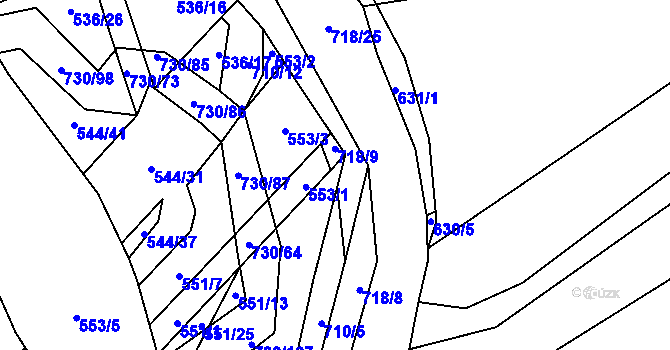 Parcela st. 718/20 v KÚ Trnová u Plzně, Katastrální mapa