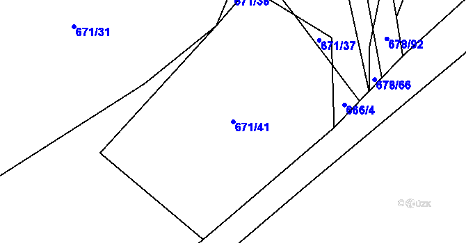 Parcela st. 671/41 v KÚ Trnová u Plzně, Katastrální mapa