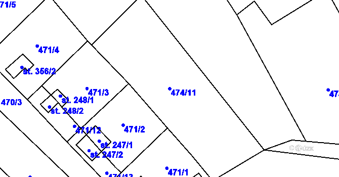 Parcela st. 474/11 v KÚ Trnová u Plzně, Katastrální mapa