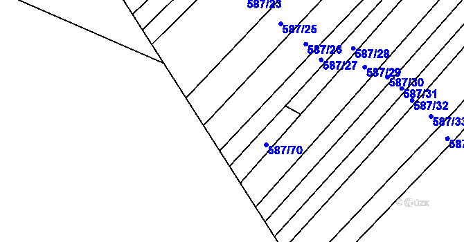 Parcela st. 587/68 v KÚ Trnová u Plzně, Katastrální mapa
