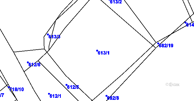 Parcela st. 613/1 v KÚ Trnová u Plzně, Katastrální mapa