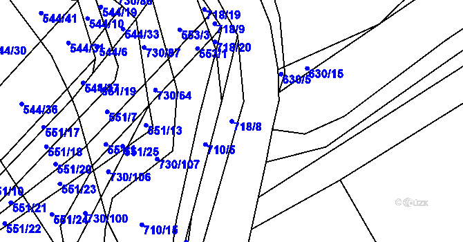 Parcela st. 718/8 v KÚ Trnová u Plzně, Katastrální mapa